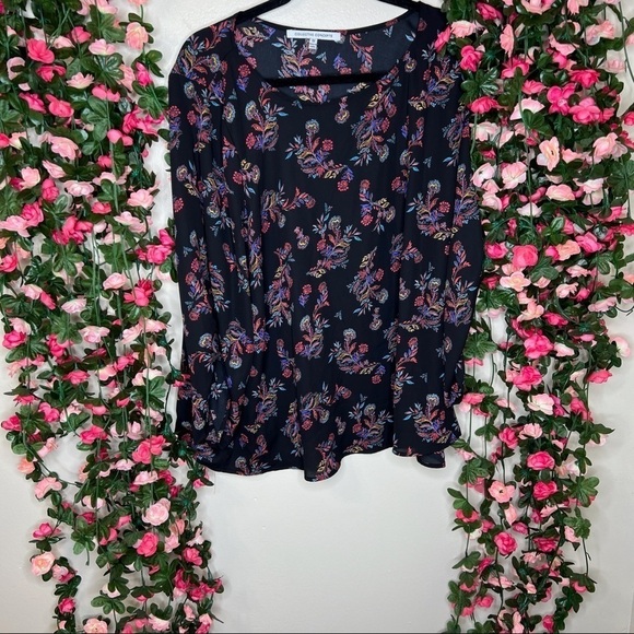 Collective Concepts Black Red Floral Blouse Womens 1X Flowy Romantic Chic - Picture 1 of 8